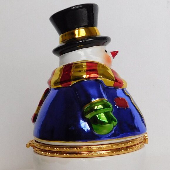 Christopher Radko "Chills Wills" Ceramic Hinged Snowman Trinket Box 6.5" - Picture 4 of 7